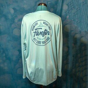 5Fin Long Sleeve Performance Fishing Shirt – Men’s Medium – Light Blue Teal